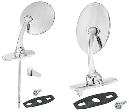 Exterior Side Rear View Mirrors- Pair- with Remote Knob 1963-1964 Cadillac