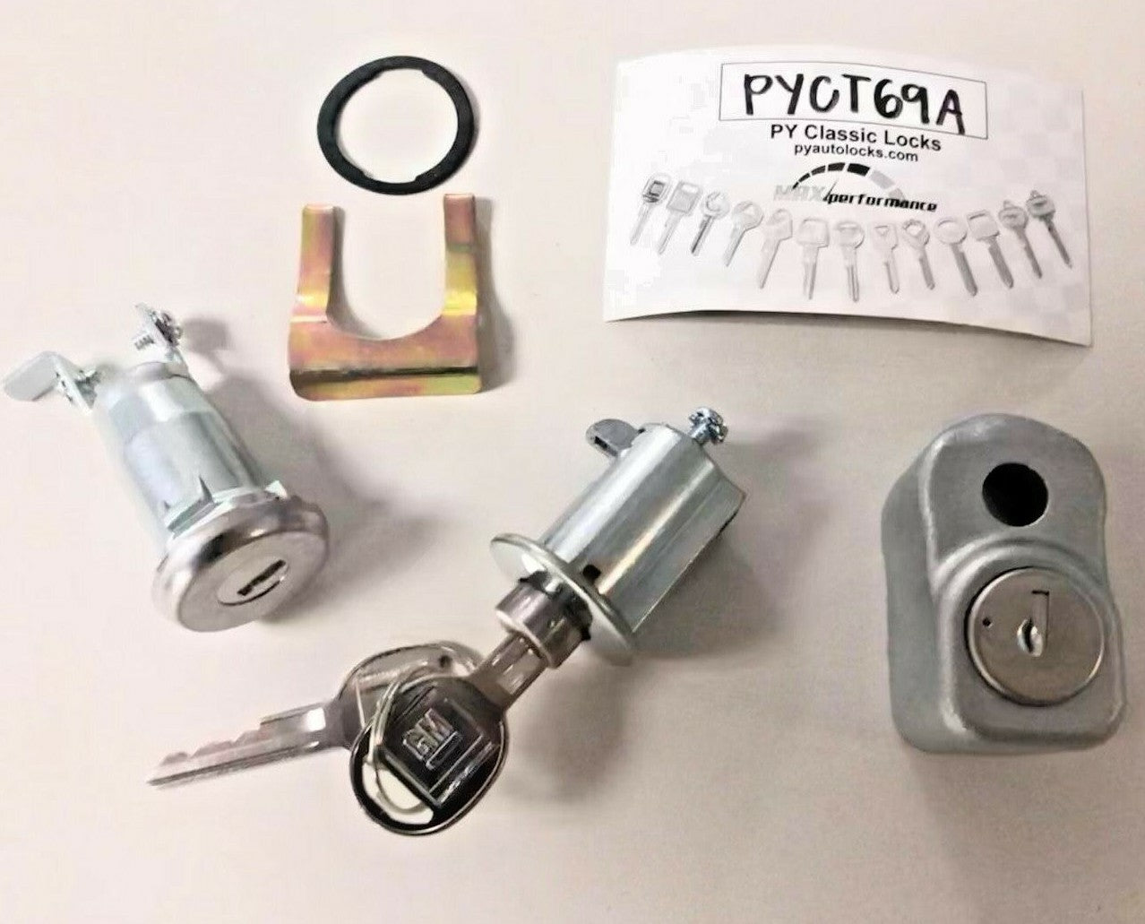 Compartment, Tire, and Alarm Lock Set with GM Keys – Fits 1970–1977 Chevrolet Corvette