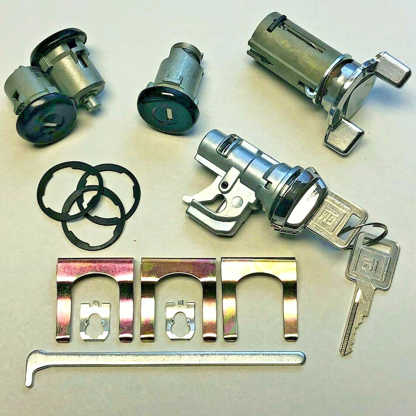 Complete Black and Chrome Lock Set One-Key System with GM Keys – Fits 1969 Chevrolet Camaro