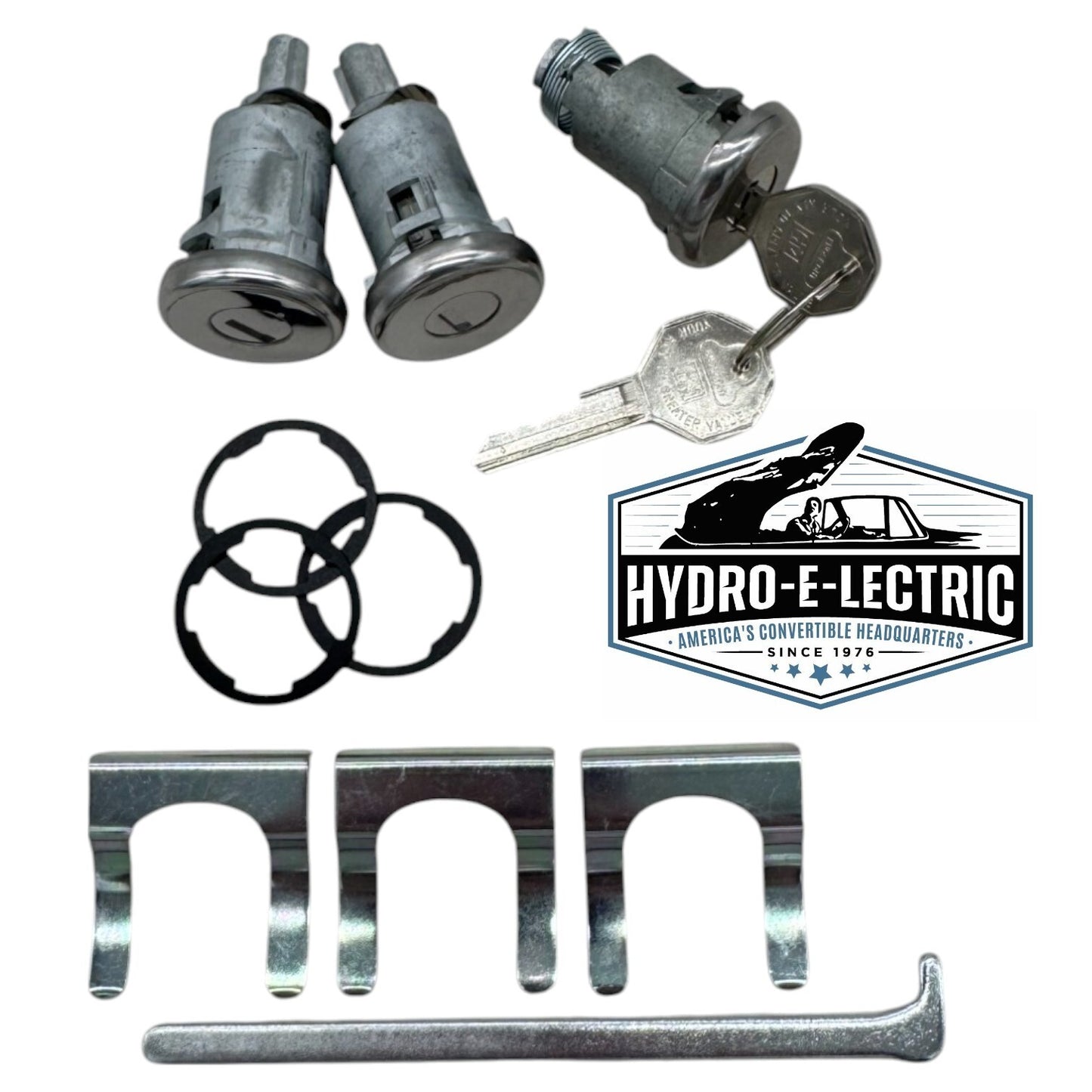 Door and Trunk Lock Set with GM Keys – Fits 1961–1964 Pontiac 2-Door Hardtop and Convertible, 1966 Buick Riviera