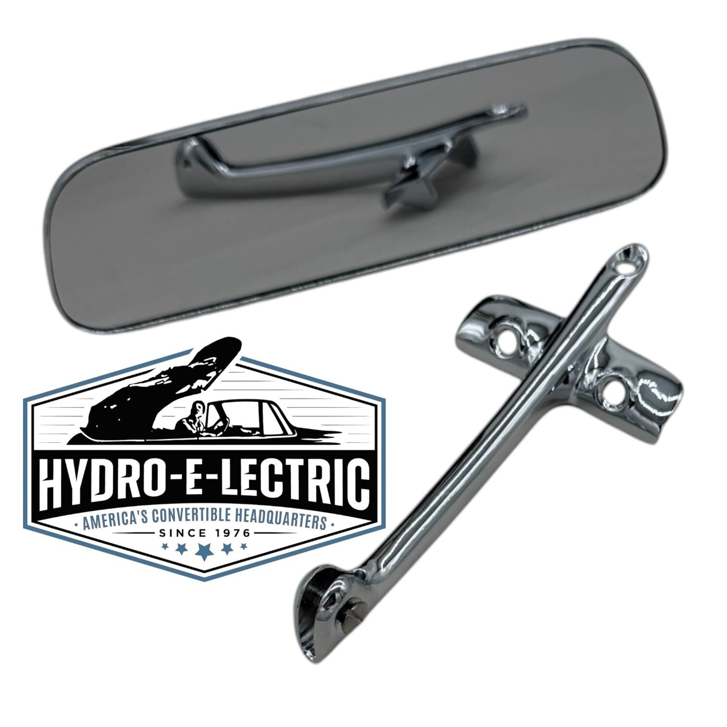 NEW 1966-1967 Chevy II & Nova Chrome Interior Rear View Mirror & Bracket Set