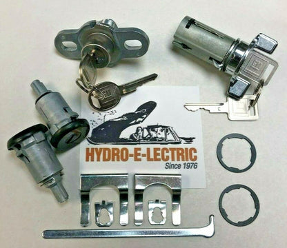 Ignition, Door & Trunk Lock Set with Black Door Locks – Fits 1974–1977 Chevrolet Camaro