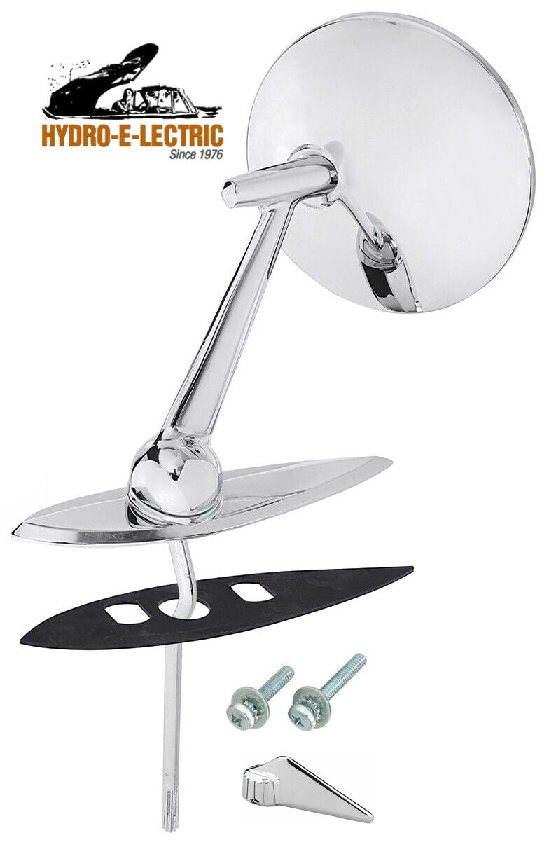 Chrome Exterior Side Rear View Mirror LH w/ Adjustment Knob, 1959-1960 Cadillac