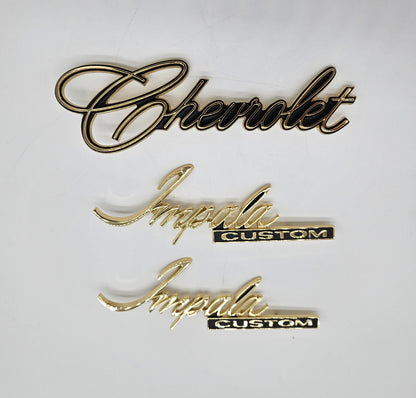 Quarter Panel & Trunk Emblems, Gold 1971-1976 Chevrolet Impala Custom