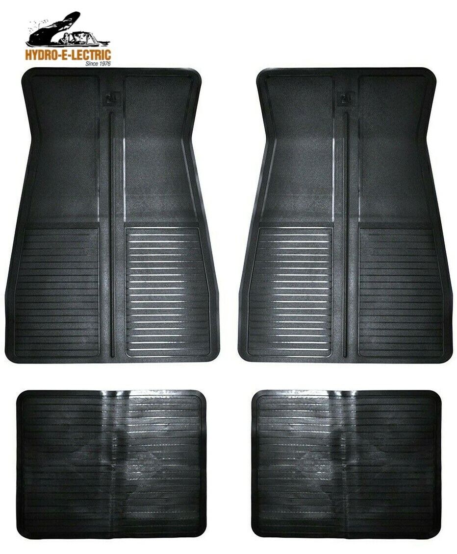 Floor Mats, Black Rubber, Set of 4 - Fits many 1973-1988 GM cars