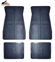 Floor Mats, Dark Blue Rubber, Set of 4 - Fits many 1973-1988 GM cars