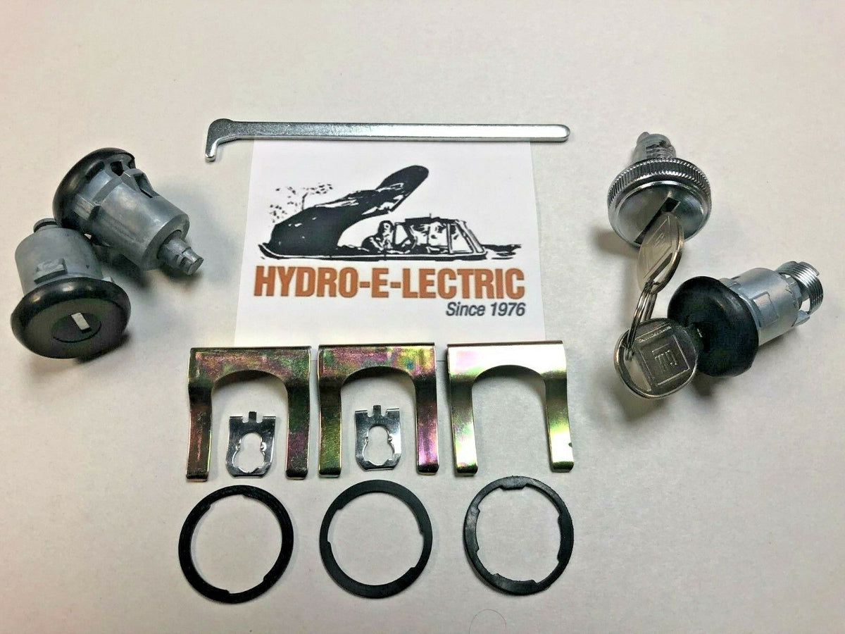 Door, Trunk & Glove Box Lock set- Black Finish w/ GM keys, 1985-1987 Cutlass PY303G