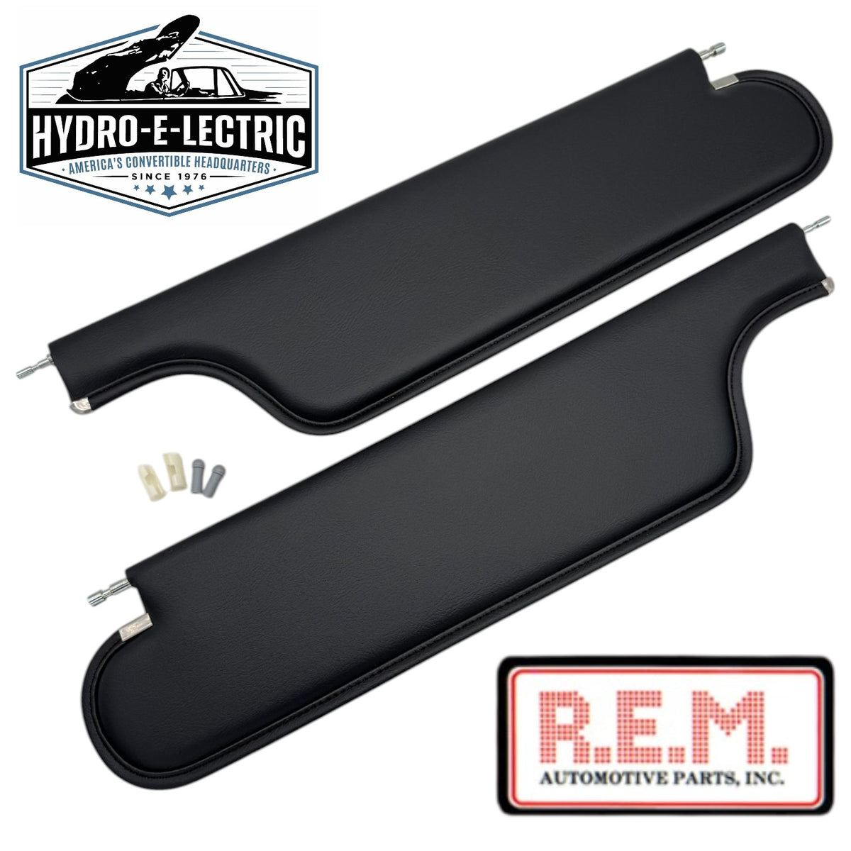 Sun Visors, Black Vinyl - Pair, 1965-1967 GM A Body Convertible