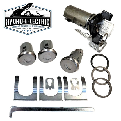 Door, Trunk, Ignition Lock set with GM keys- Black/Chrome Finish, 1981-1987 Buick Regal, GN