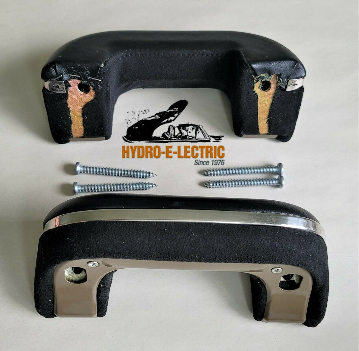 1936-1952 GM Black Upholstered Front Door Arm Rests- Pair
