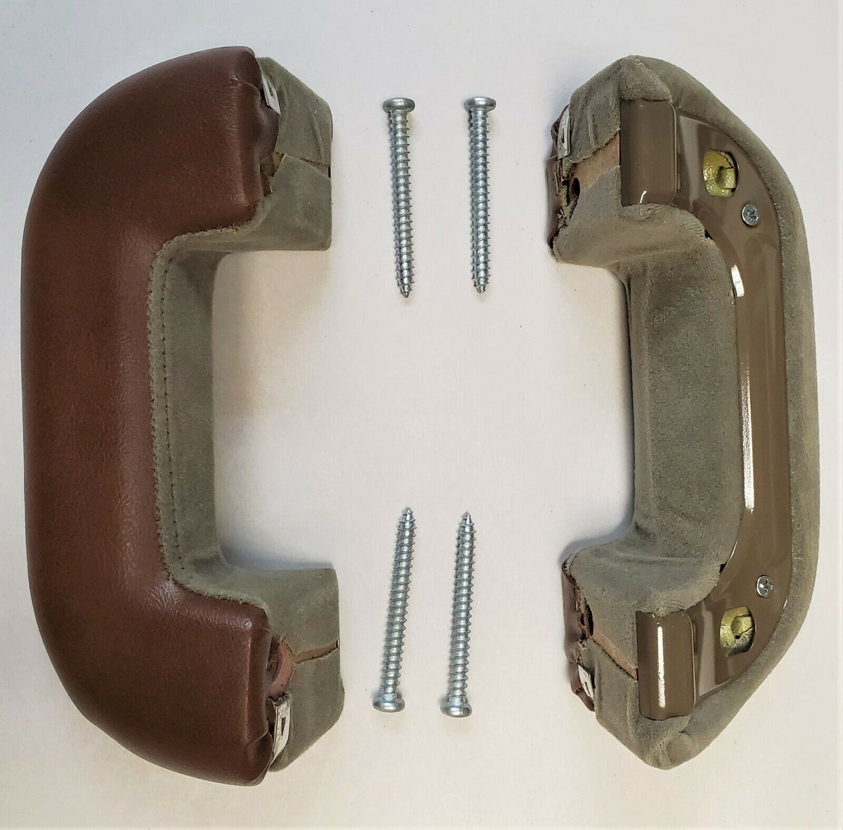 1936-1952 GM Brown/Gray Upholstered Front Door Arm Rests- Pair